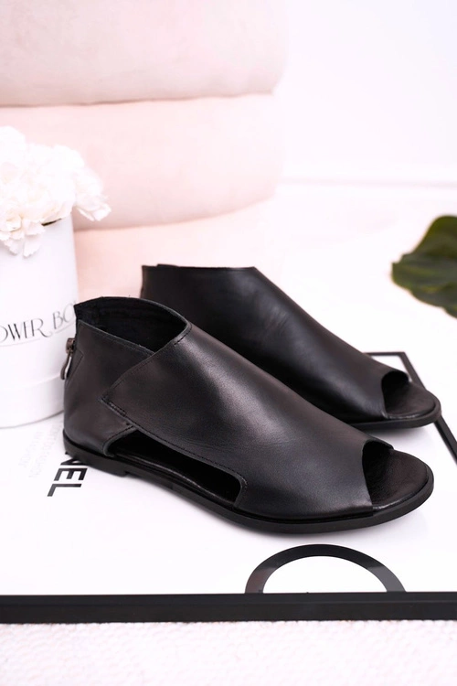 Damskie Skórzane Sandały Nicole 2622 Czarne