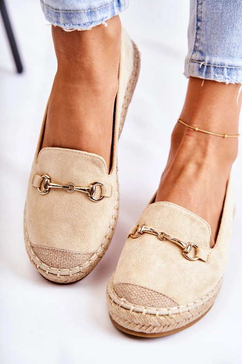 Klasyczne Wsuwane Damskie Espadryle Beżowe Oresa