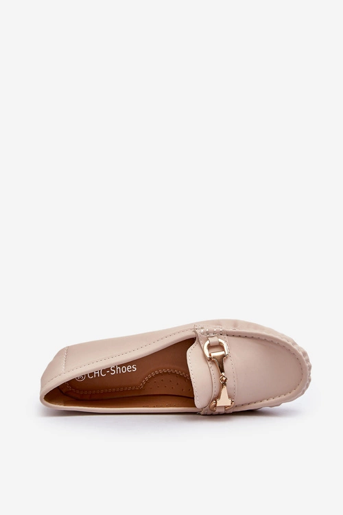 Damskie Klasyczne Mokasyny Eko Skórzane Beżowe Demese