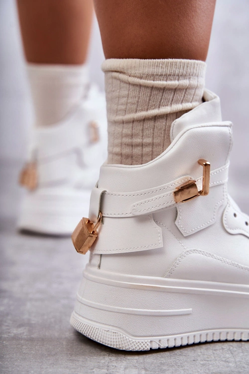 Damskie Ocieplane Wysokie Buty Sportowe Białe Lexa