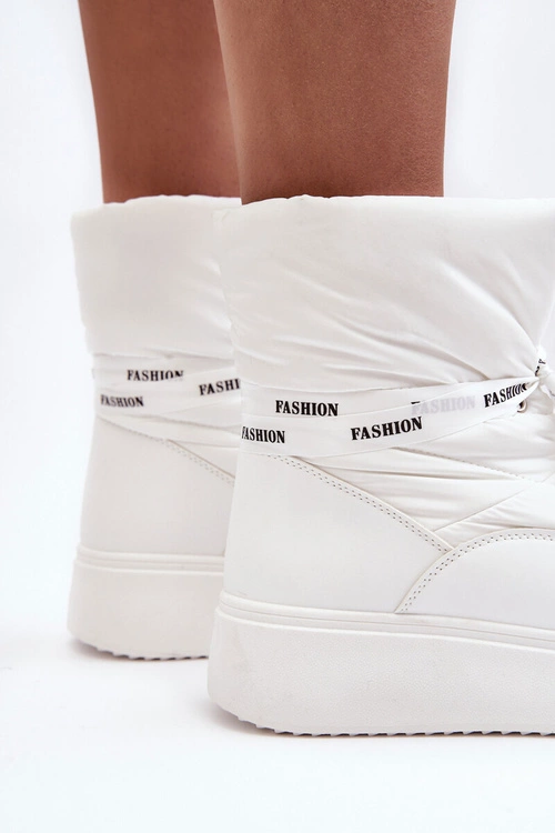 Śniegowce Damskie Z Ozdobnym Wiązaniem Białe Siracna