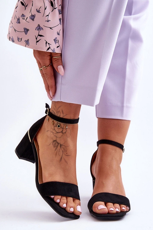 Sandałki Na Stabilnym Obcasie Czarne Palermo