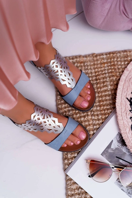 Sandały Damskie Płaskie Sergio Leone SK011 Niebieskie Lirielle