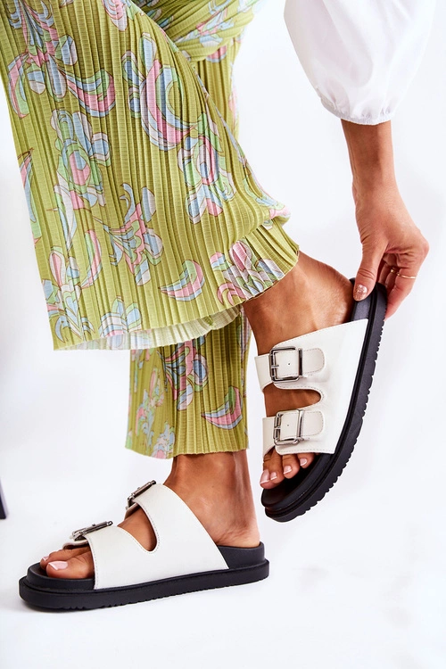 Klasyczne Wsuwane Klapki Damskie Białe Weston