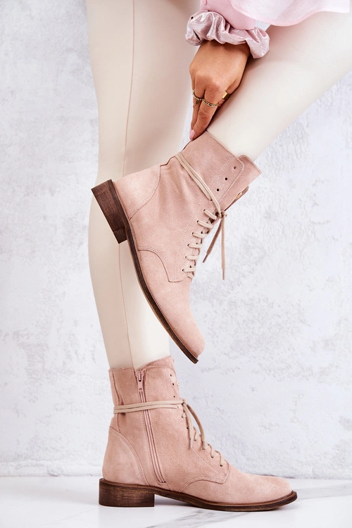 Botki Zamszowe Nicole Różowe 2697