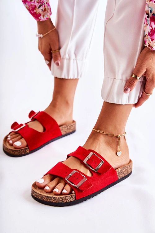 Damskie Klapki Wsuwane Czerwone Misandei