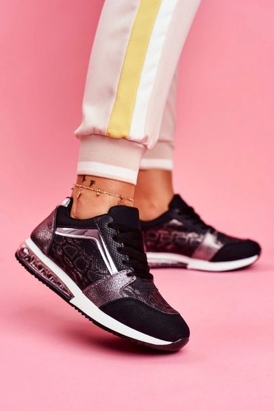 Sportowe Damskie Buty Sneakersy Czarne Helly