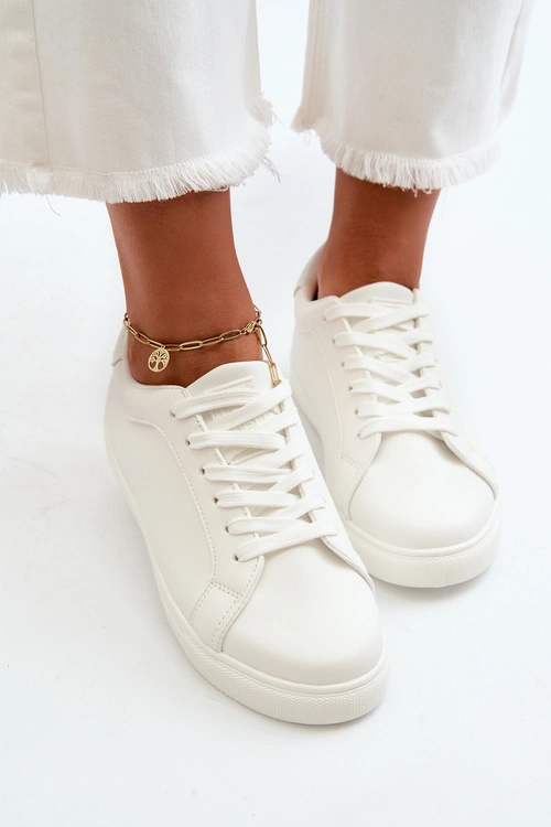 Niskie Sneakersy Buty Sportowe Damskie Z Eko Skóry Białe Diunna