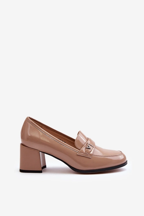 Lakierowane Czółenka Na Obcasie Beżowe Felicijana