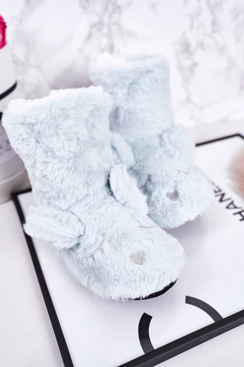 Dziecięce Papcie Ocieplane Kożuszkiem Niebieskie Sleepyhead