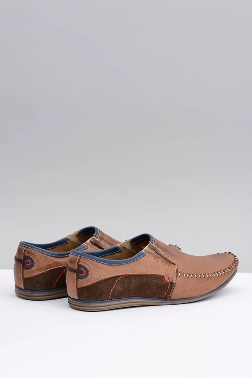 Wsuwane Polskie Męskie Mokasyny Skóra Brąz Teodoro