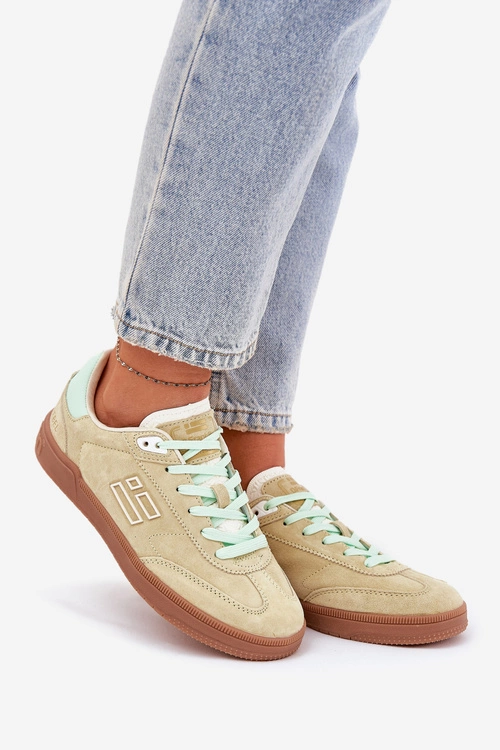 Zamszowe Buty Sportowe Sneakersy Damskie D.Franklin DFSH387005 Limonkowe