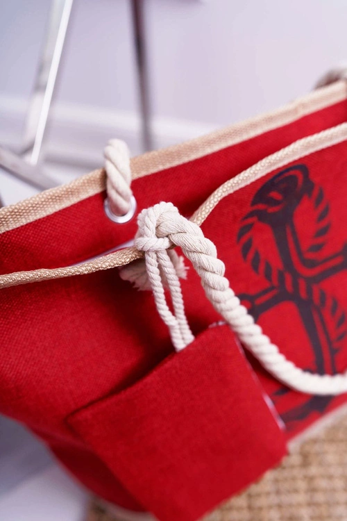 Plażowa Duża Czerwona Torebka Torba Damska