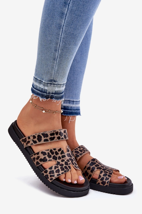 Klapki Damskie Z Rzepem Vinceza 17401 Panterka