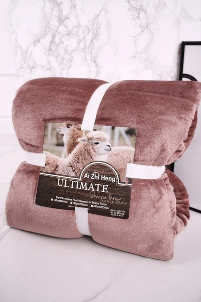 Duży Koc Dwustronny Plusz I Kożuch Sherpa Throw Różowy