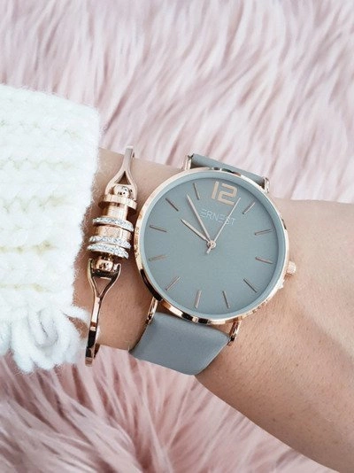 Damski Zegarek Ernest Claire Szary Złota Koperta