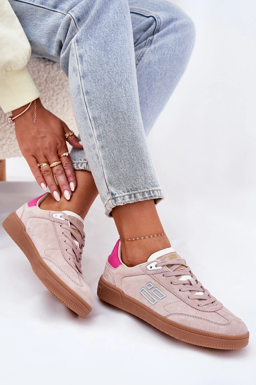 Zamszowe Buty Sportowe Sneakersy Damskie D.Franklin DFSH387005 Brudny Róż