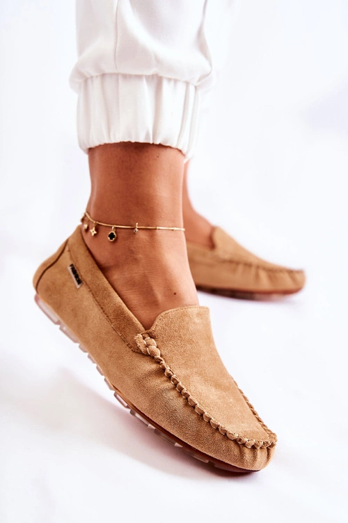 Zamszowe Mokasyny Damskie Ciemnobeżowe Millare