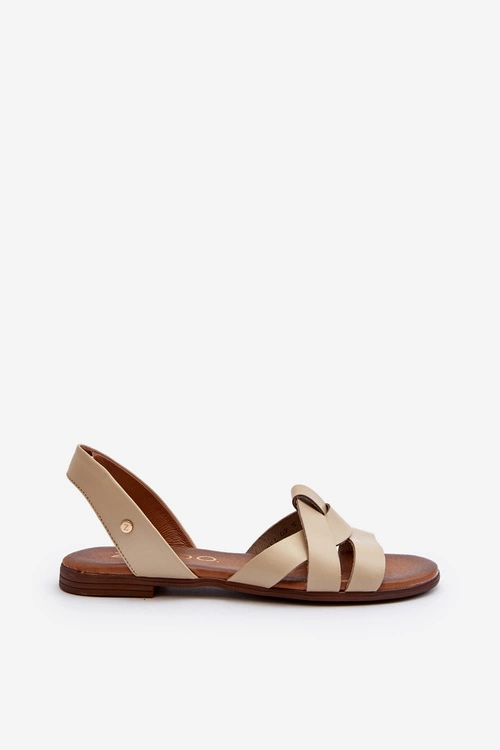 Zazoo 40185 Wygodne Skórzane Wsuwane Sandały Beżowe