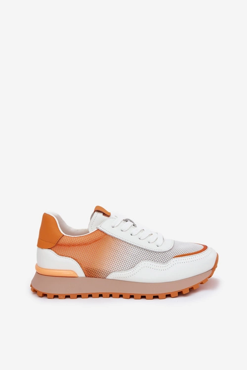Skórzane Buty Sportowe Z Siateczką Damskie Vinceza 66775 Pomarańczowe