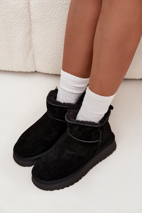 Śniegowce Z Naturalnego Zamszu Ocieplane Futerkiem Vinceza 97961 Czarne