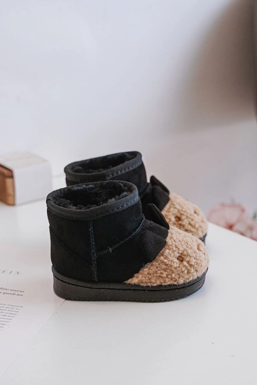 Ocieplane Dziecięce Botki Śniegowce Lamy Czarne Esandira