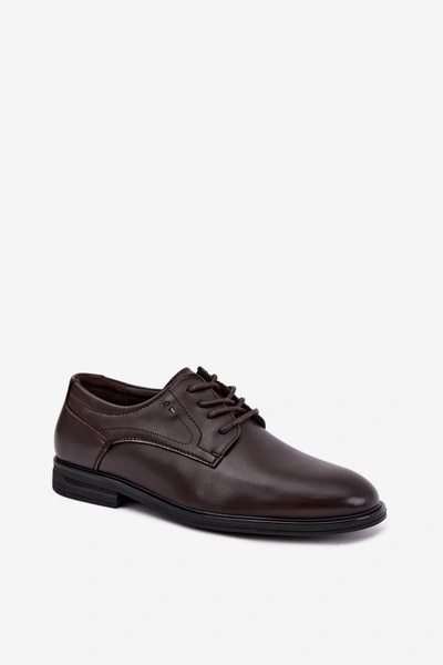 Półbuty Męskie Eleganckie Ciemnobrązowe Calven