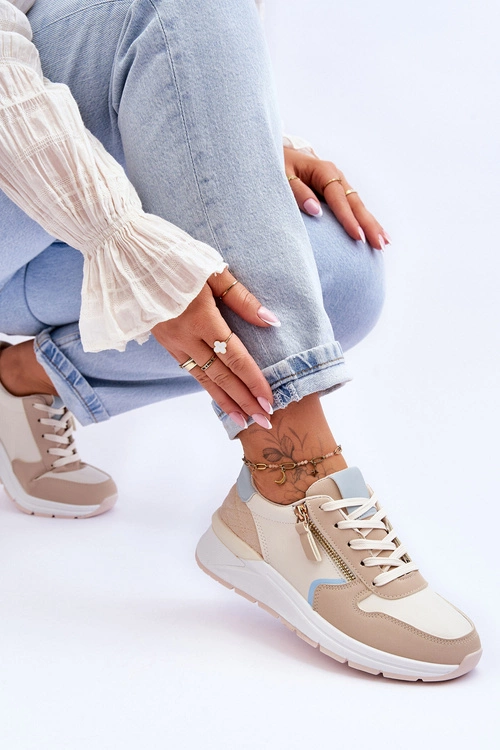 Damskie Sportowe Buty Z Suwakiem Beżowe Larisa