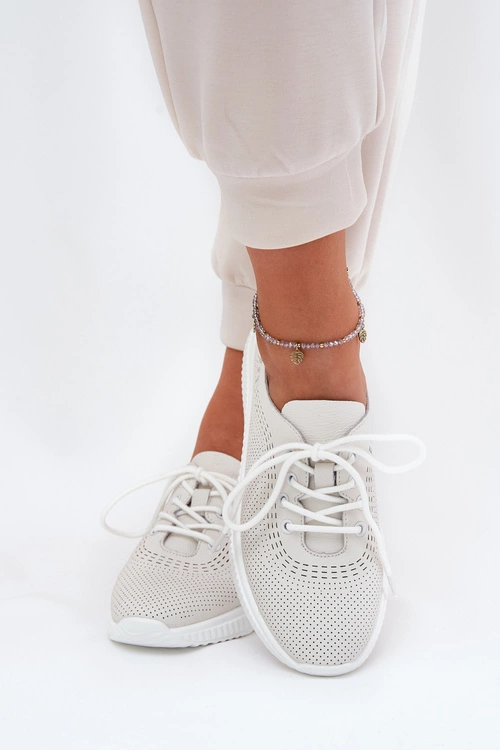 Skórzane Buty Sportowe Damskie Vinceza 41472 Białe