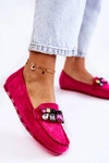 Damskie Zamszowe Mokasyny Z Ozdobami Fuksja Janetta