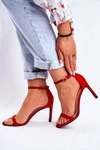 Sandały Damskie Na Szpilce Klasyczne Czerwone Basilian