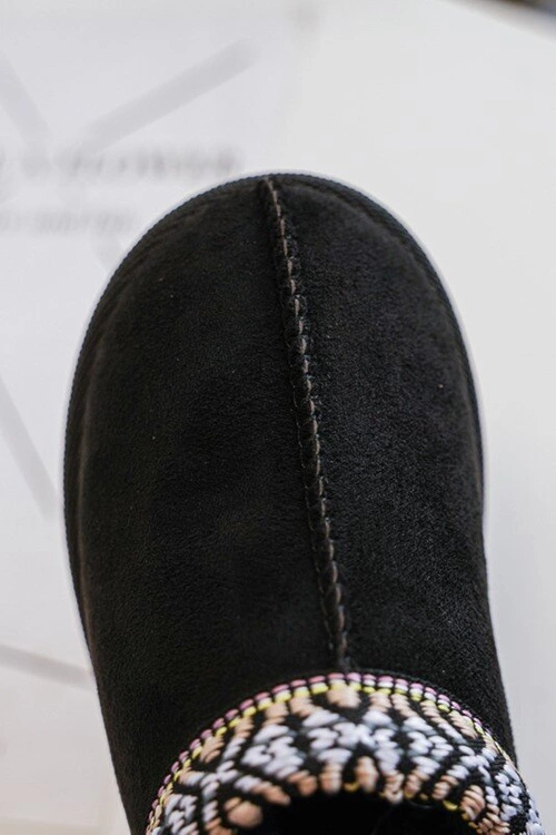 Kapcie Dziecięce Wsuwane Ocieplane Czarne Olivane