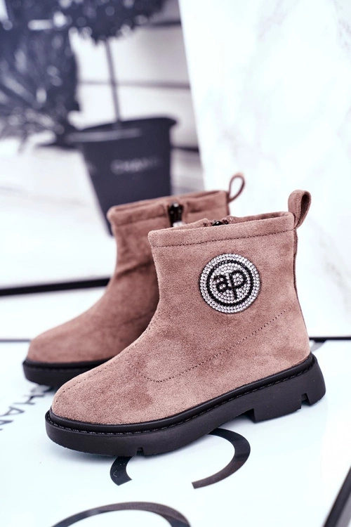 Dziecięce Botki Ocieplane Sztyblety Beżowe Alvin