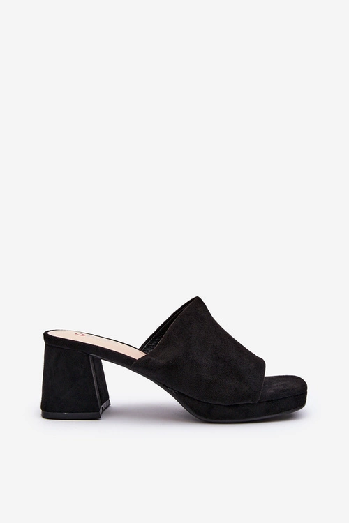 Damskie Klapki Na Obcasie Czarne Bralya