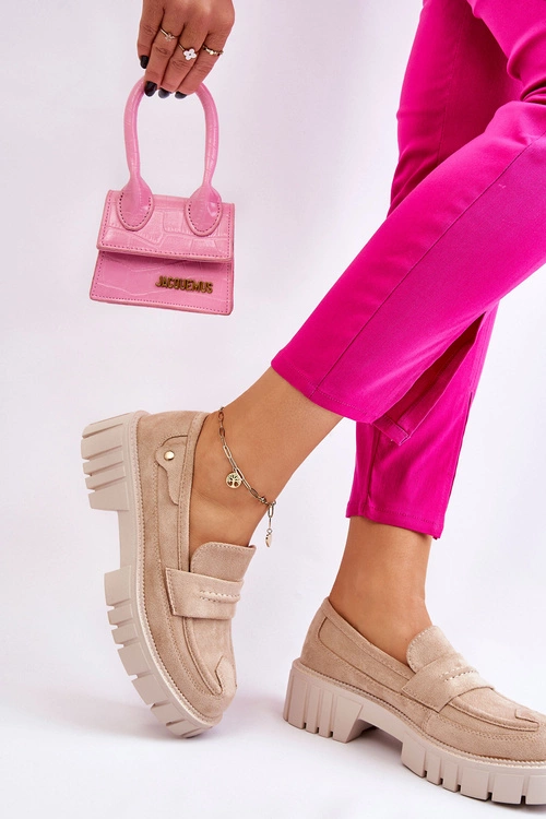 Damskie Zamszowe Wsuwane Półbuty Beżowe Fiorell