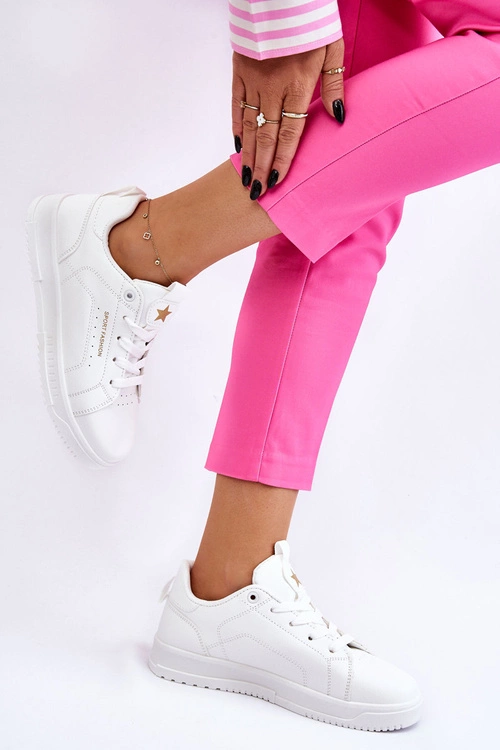 Damskie Sznurowane Buty Sportowe Białe Mikaela