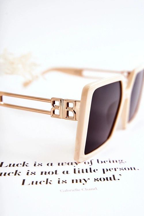 Kwadratowe Okulary Przeciwsłoneczne V130042 Jasnobeżowe