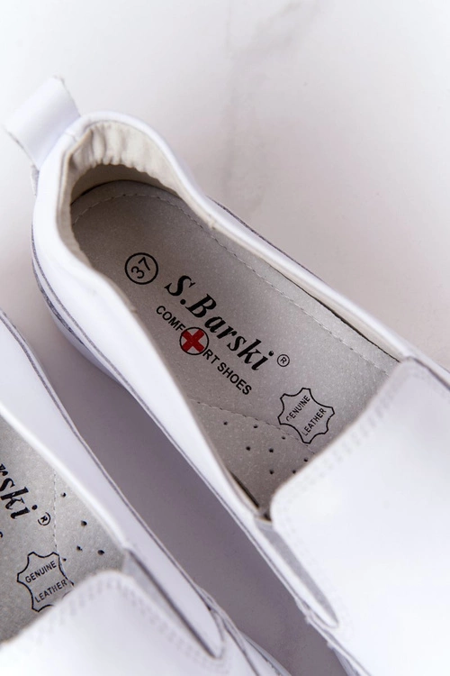Damskie Skórzane Tenisówki Slip-On S.Barski Białe