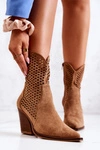 Botki Kowbojki Ażurowe Na Słupku Camel Caroline