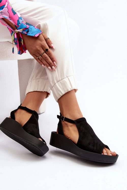 Zazoo 2914 Sandały Damskie Zamszowe Czarne