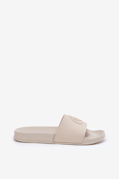 Lekkie Klapki Damskie Z Ozdobnym Tłoczeniem Beżowe Isarisa