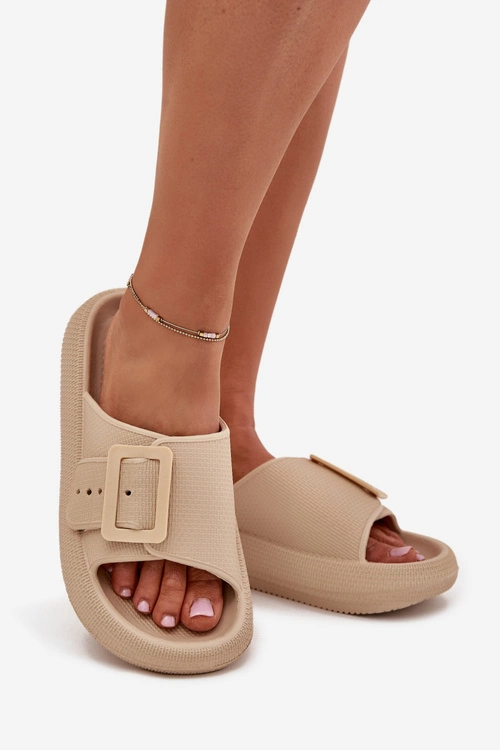 Piankowe Klapki Damskie Z Klamrą Vinceza 75207 Beżowe