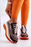 Sportowe Buty Sneakersy Big Star JJ274996 Szaro-Pomarańczowe