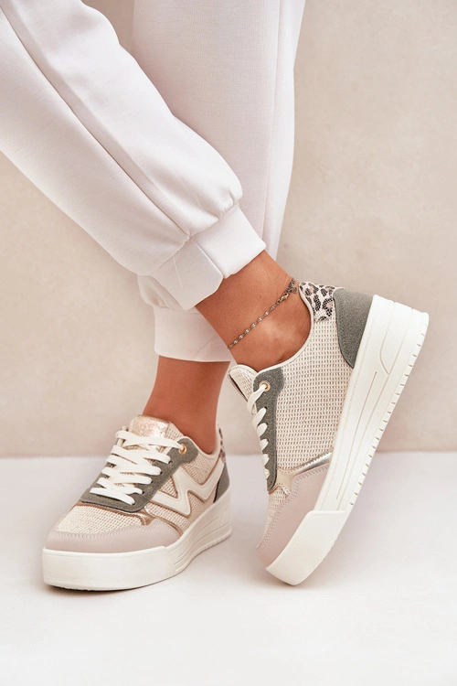 Buty Sportowe Damskie Na Platformie Panterka Zielone Lorori