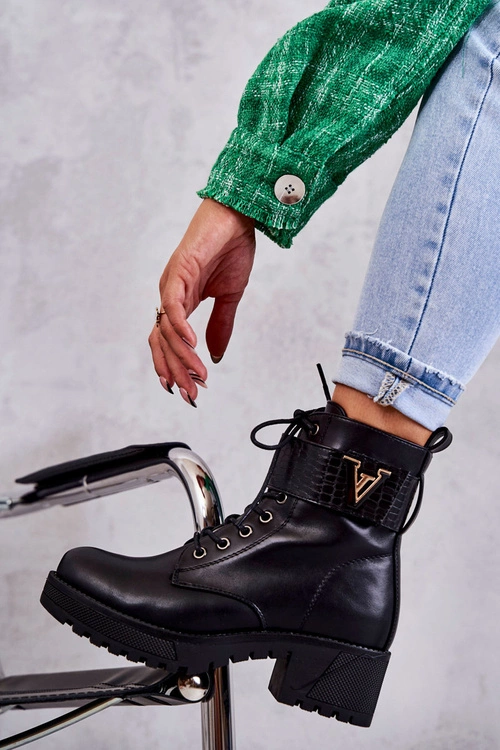 Skórzane Botki Na Suwak Z Ociepleniem Czarne Ramsey