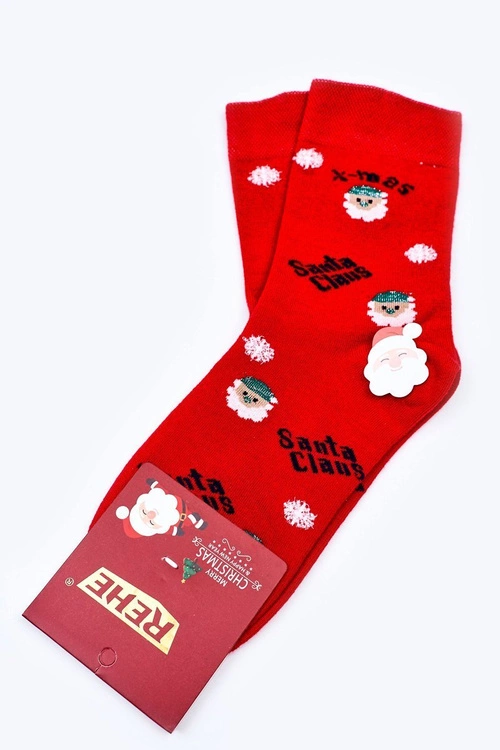 Świąteczne Bawełniane Skarpetki SANTA CLAUS Czerwone