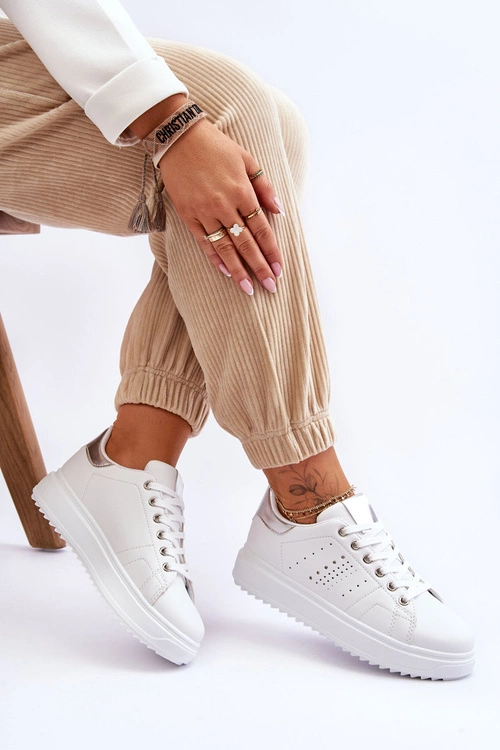 Damskie Sportowe Buty Biało-Srebrne Be First!