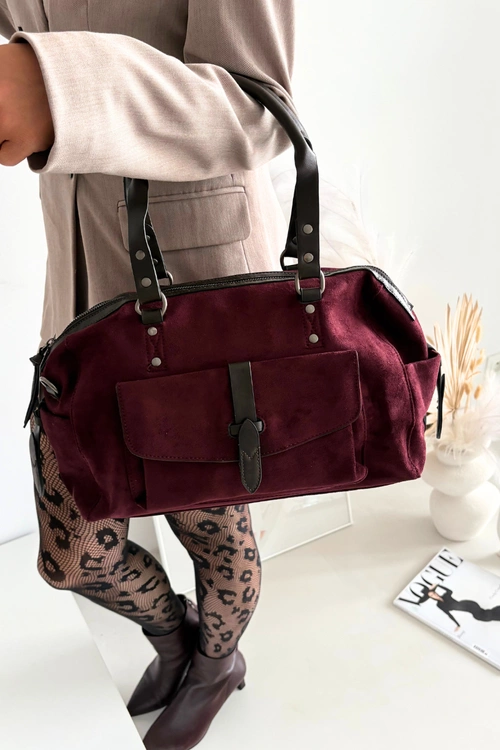 Torebka Z Eko Zamszu Bordowa Gressa