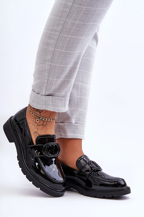 Lakierowane Mokasyny Na Platformie Czarne Jarren