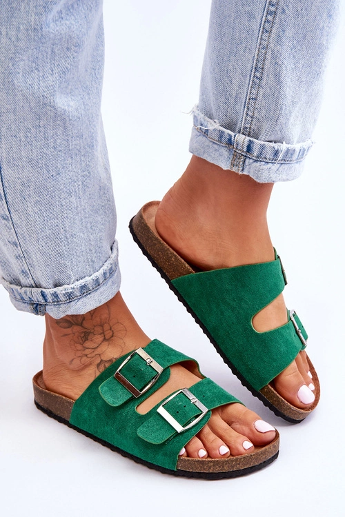 Damskie Klapki Wsuwane Zielone Destino